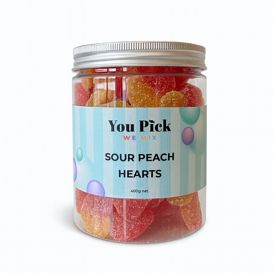 Sour Peach Hearts - 500ml Jar