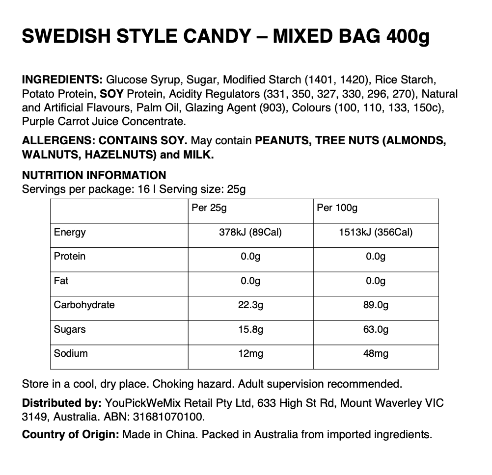 Swedish Style Candy Mix 400g
