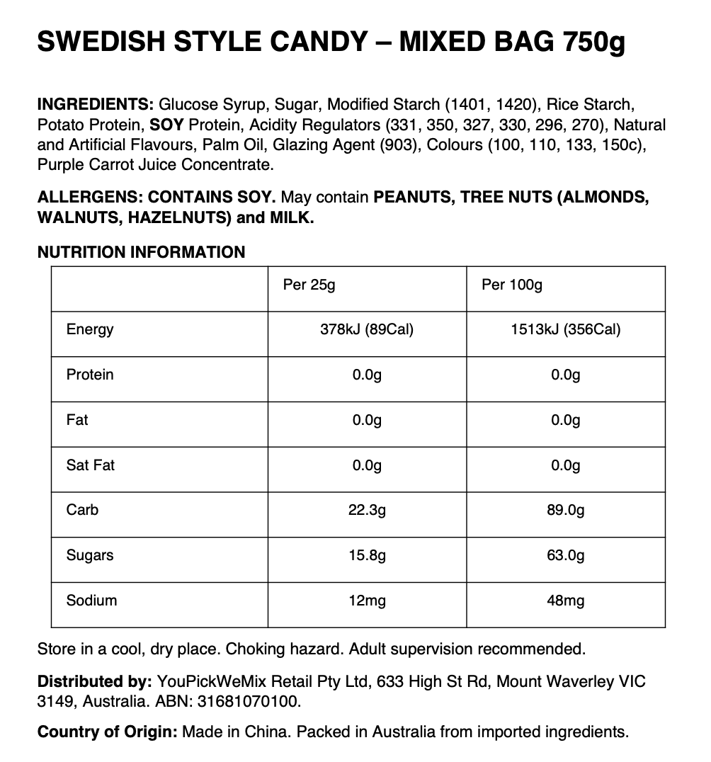 Swedish Style Candy Mix